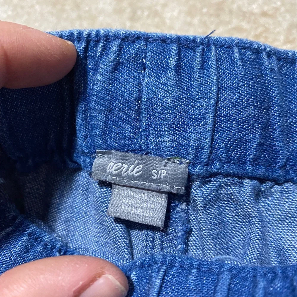 Aerie drawstring blue denim lounge shorts S - Picture 4 of 7